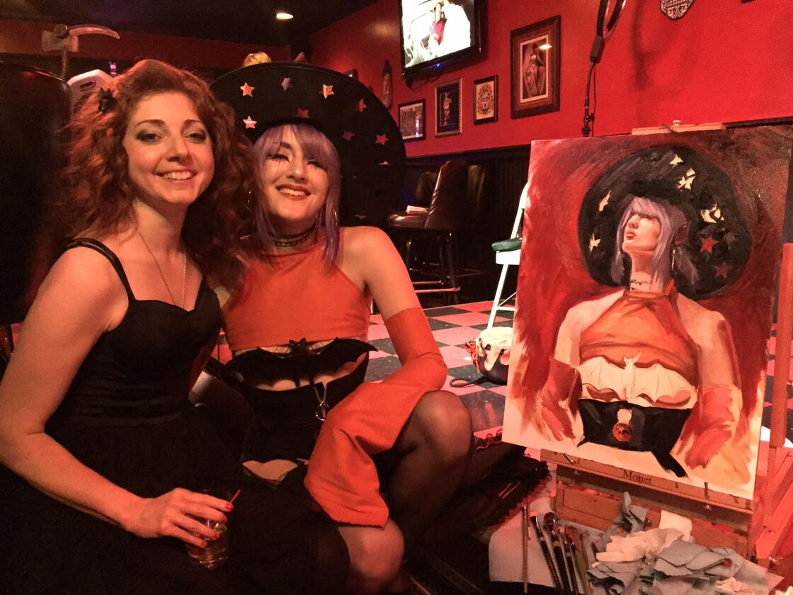 Sitting for Kristen Margiotta for Oddity Bars art market and sketch night